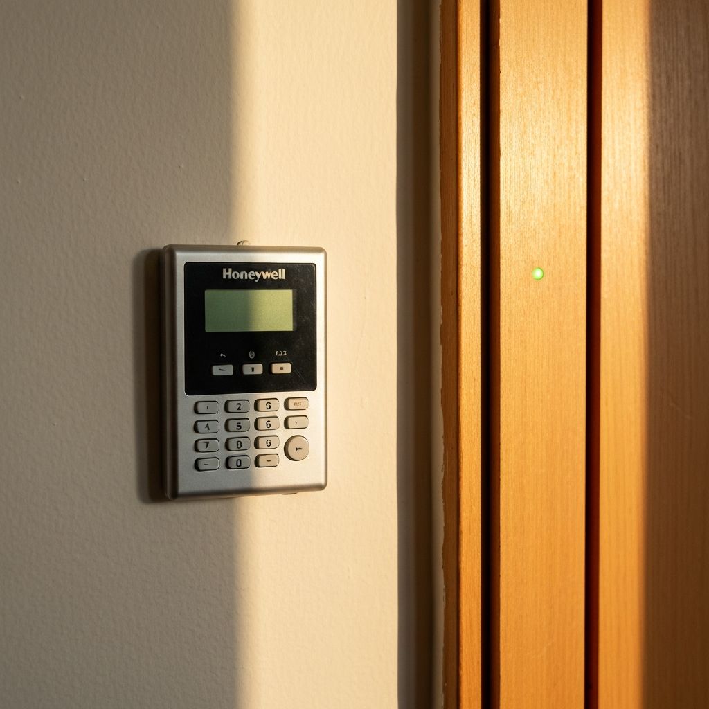 Hochwertiges Bedienteil einer modernen Sicherheitsanlage in einem Innenraum